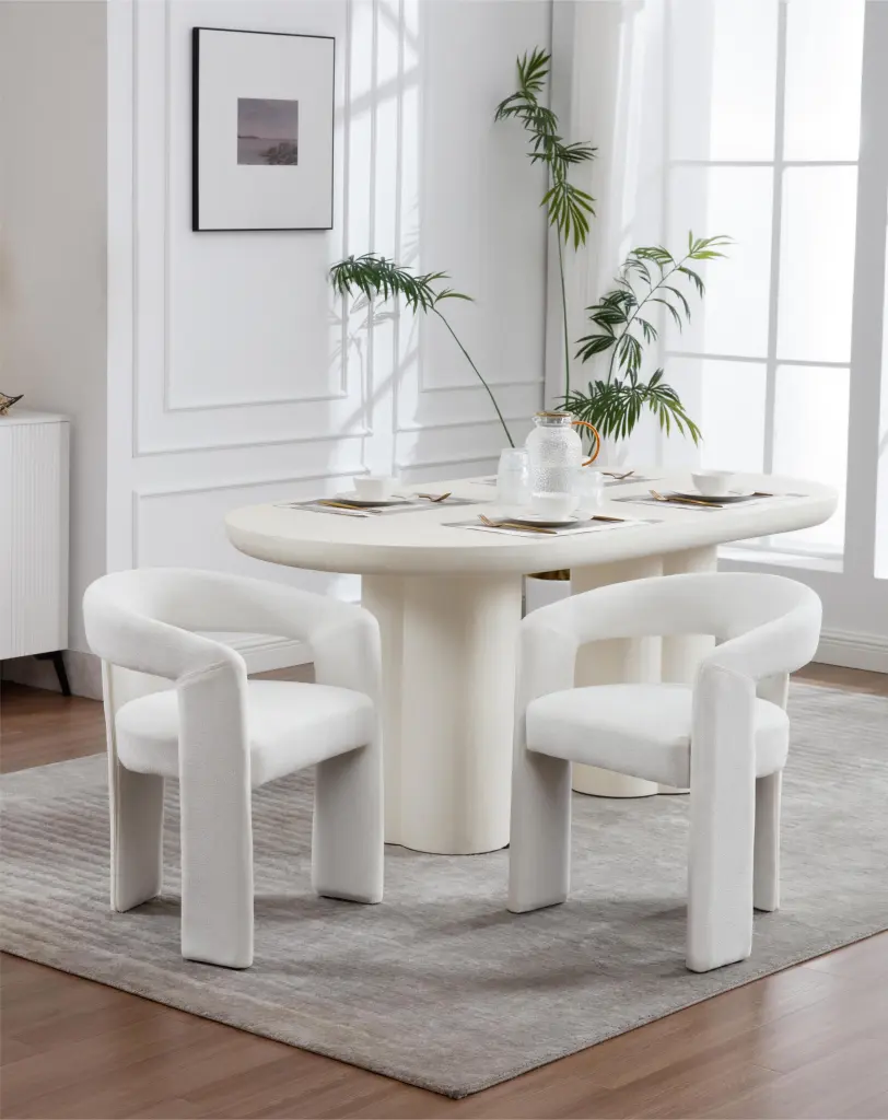 Set 2 Beige Wood Dining Chairs Modern Kitchen nan kun