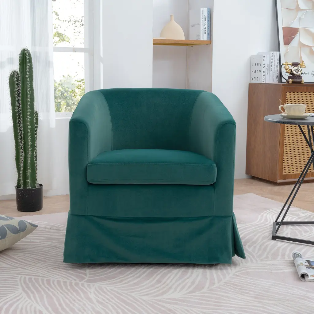 27.36 Inch Wide Swivel Chair Green Polyester rnb