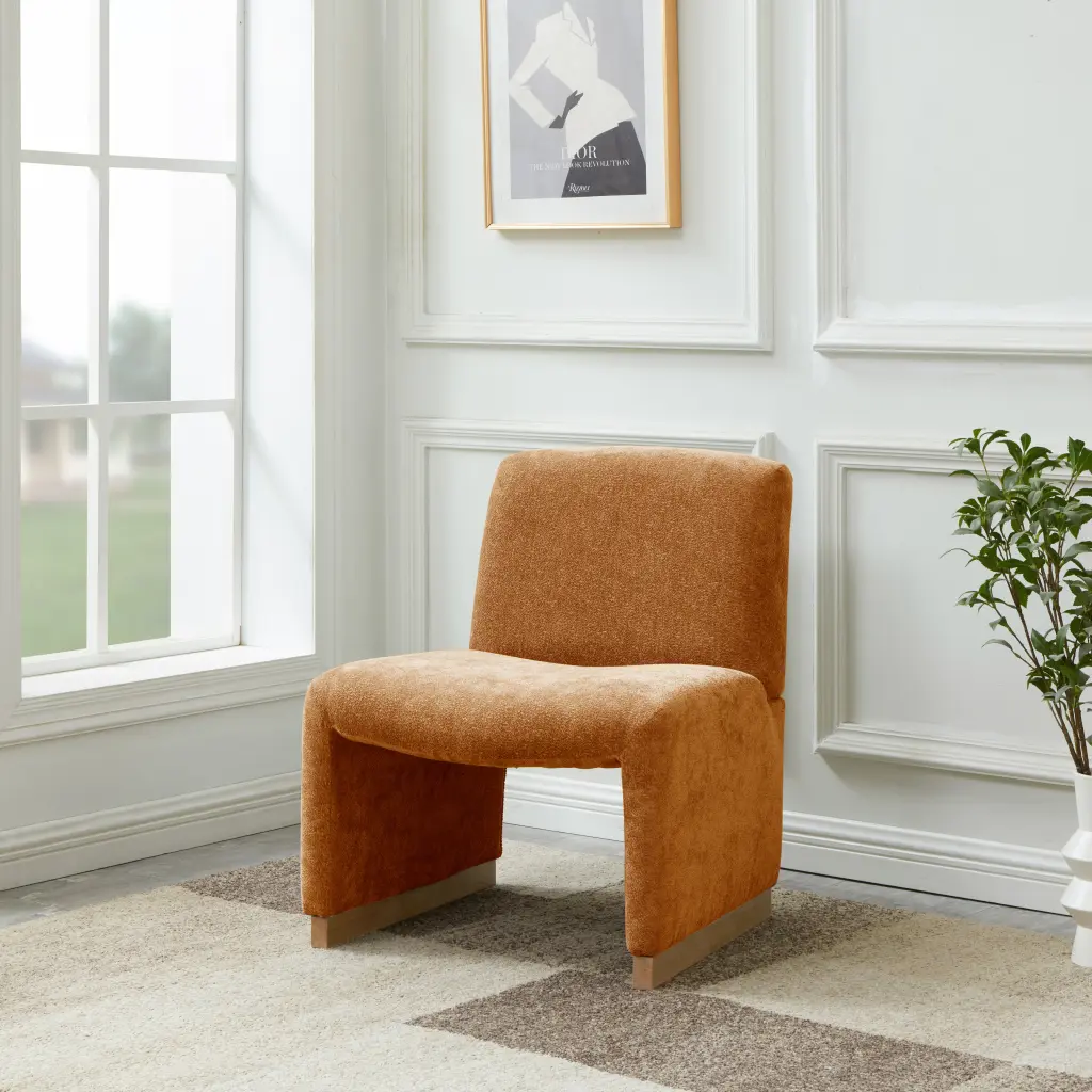 Comfy Accent Chair Upholstered Slipper Chair Armless Wood Legs rnb