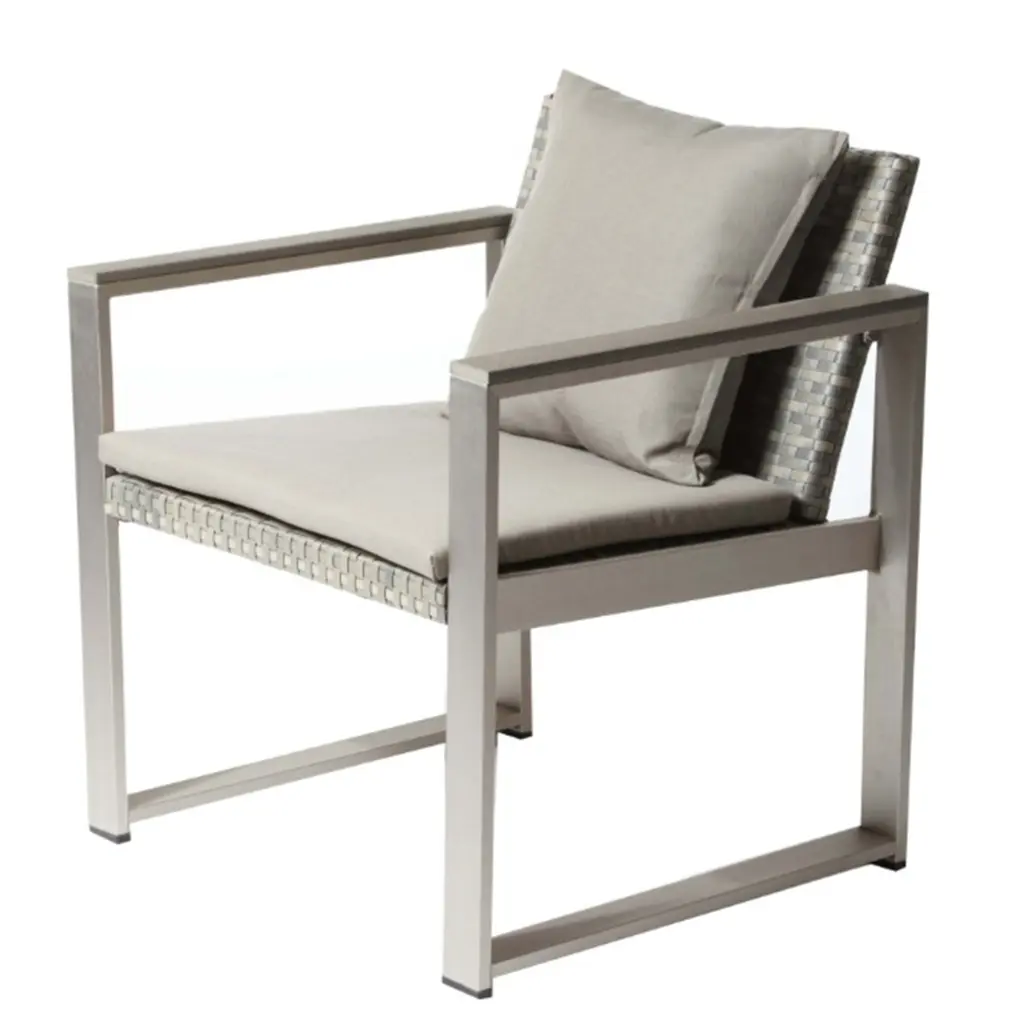 Exquisite Aluminum Upholstered Cushioned Chair Rattan Gray Taupe royal hampton