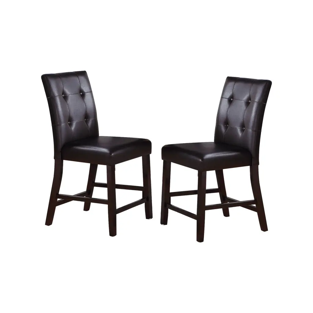 Leroux Upholstered Counter Height Chairs Set 2 Espresso Finish Dining Room Furniture simple relax