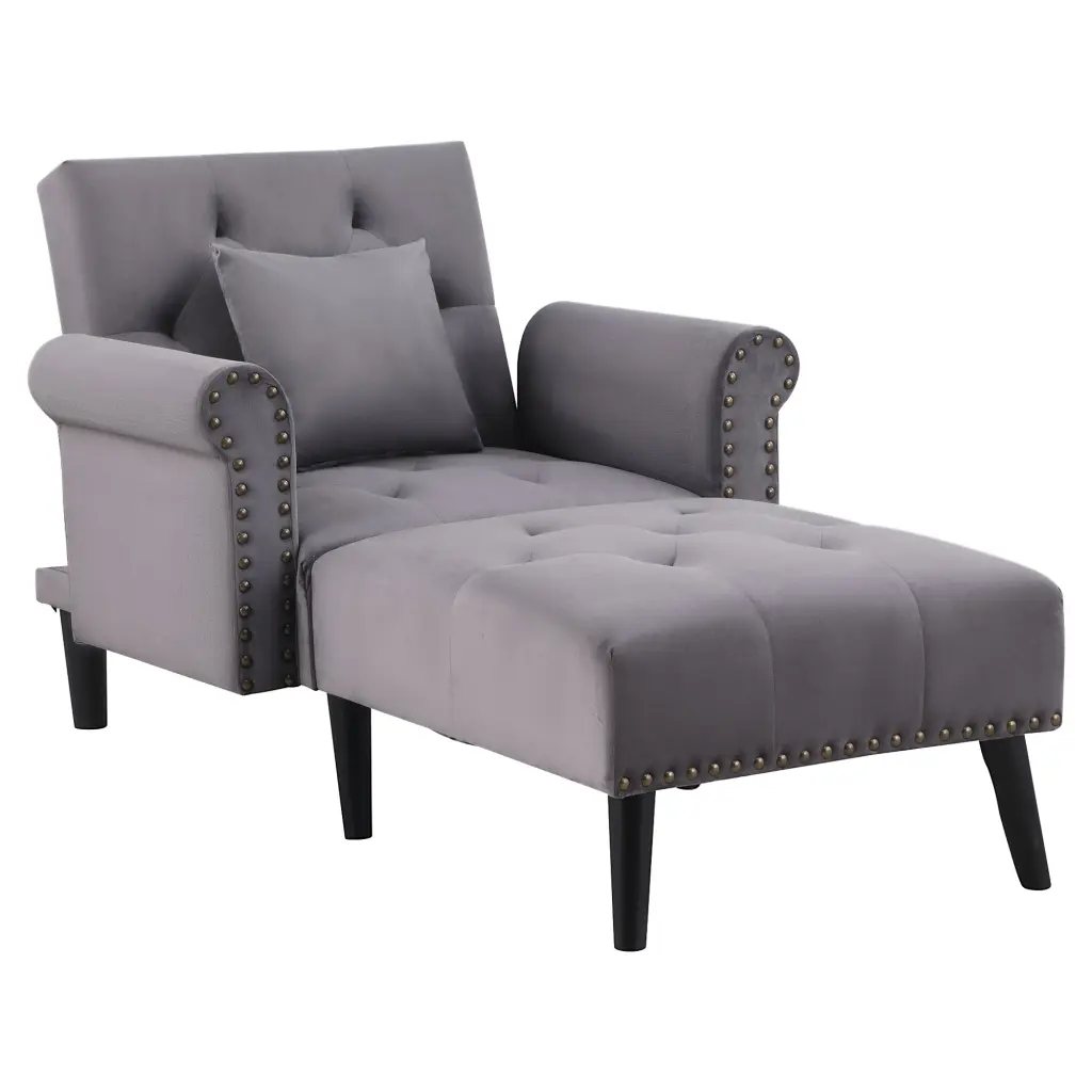 Homcom 2 1 Chaise Lounge Indoor Rolled Armrest Trim and Button Tufted aosom business