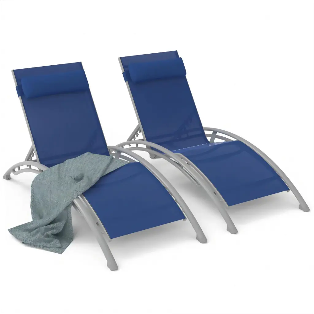 Outdoor Chaise Lounge Set 2 - Patio Recliner Chairs Adjustable Back crefise patio life