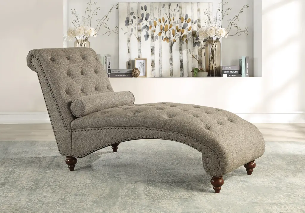 Modern Chic Brown Color 1Pc Chaise Button Tufted Trim Strengthen Pillow kanepe