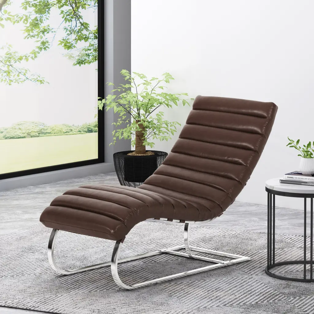 S Chaise Lounge Dark Brown Pu Leather nh-purenest