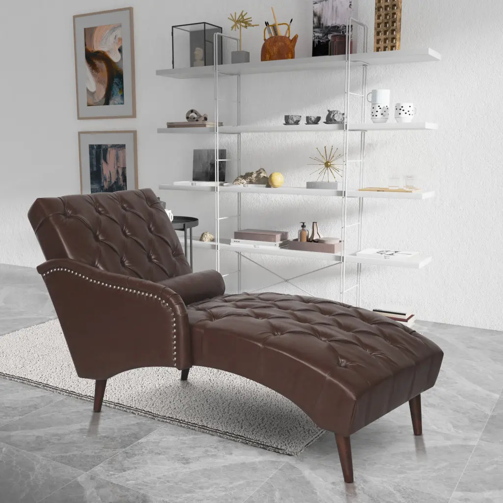Chaise Lounge Arm Chair Indoor Pillow and Solid Wood Legs rnb