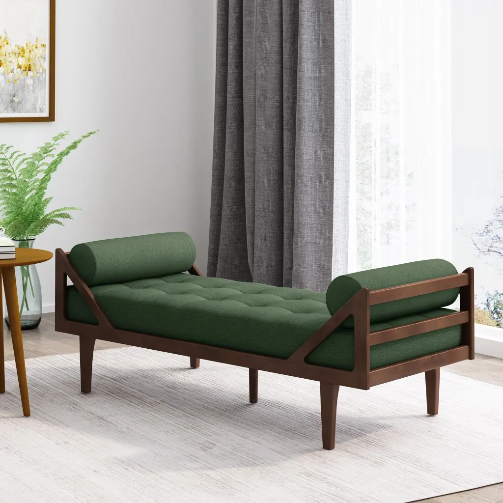 Blackish Green Fabric Chaise Lounge Living Room or Bedroom nh-purenest