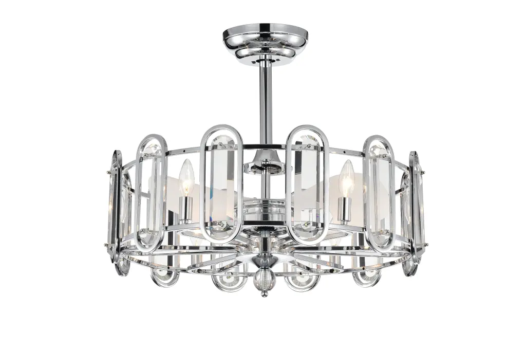 26 Inch Crystal Chandelier Ceiling Fan Vintage Fandelier Flush Mount hengermei
