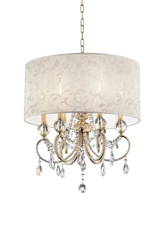 24.5 Inch Tall Metal Ceiling Lamp Aurora - Brass Gold and Crystal Accents Chandelier california home