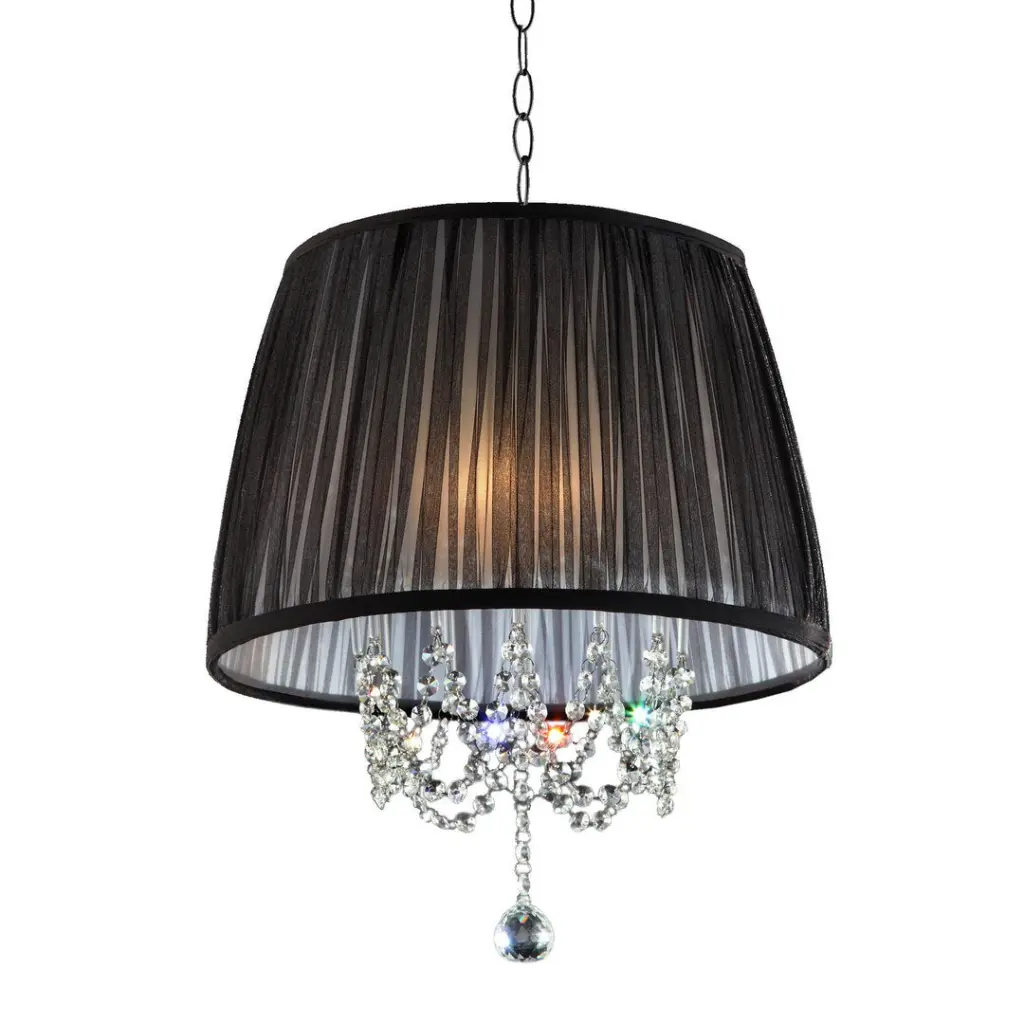17 Inch Tall Ceiling Lamp Eclipse Silver Finish Crystal Accents california home