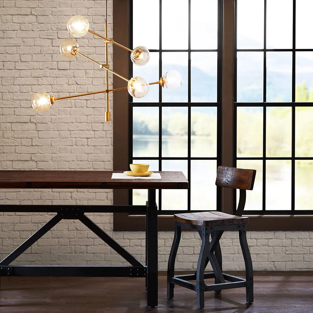 Cyrus 6 Globe Light Architectural Metal Chandelier Gold Cotton jla