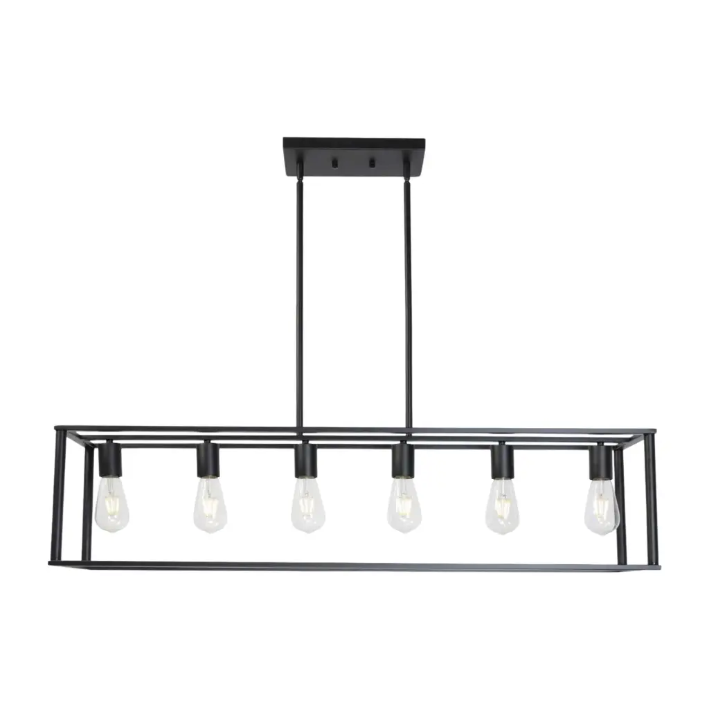 6 Light Rectangle Chandelier Contemporary Farmhouse Linear Pendant Lighting Fixture prohome