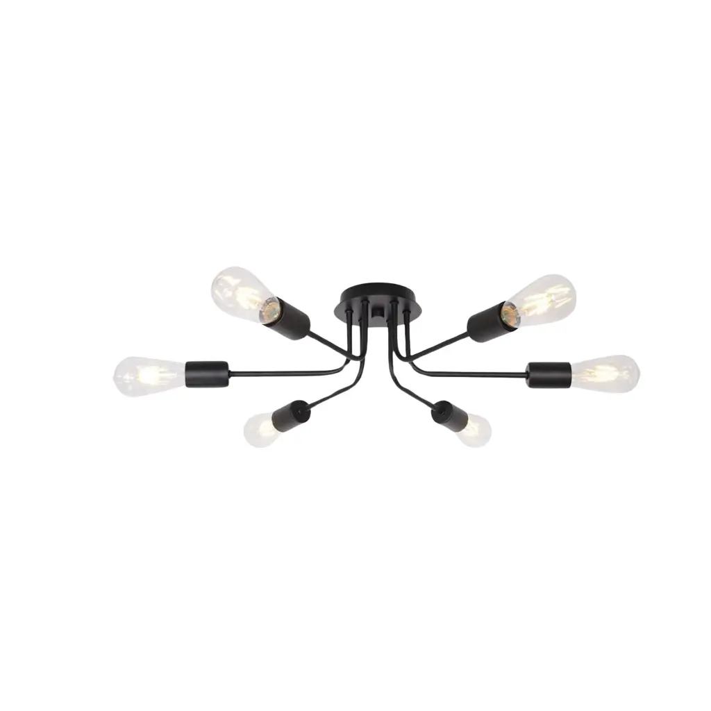 Modern Sputnik Chandelier 6 Light Semi Flush Mount Ceiling Lighting Fixture prohome