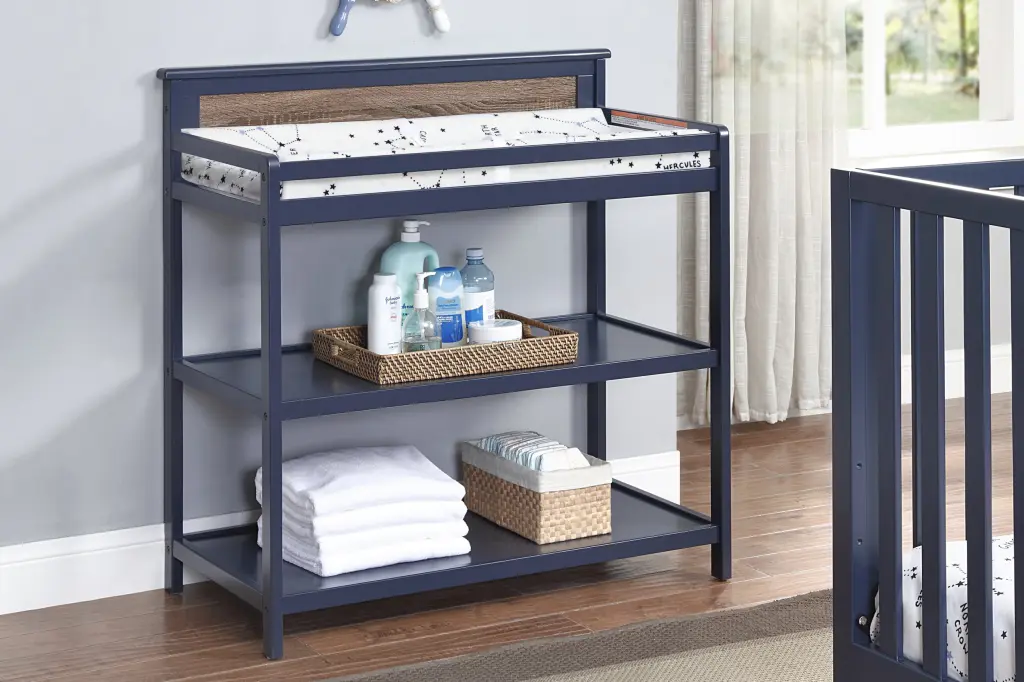 Connelly Changing Table Midnight Blue Vintage Walnut Nursery simple living