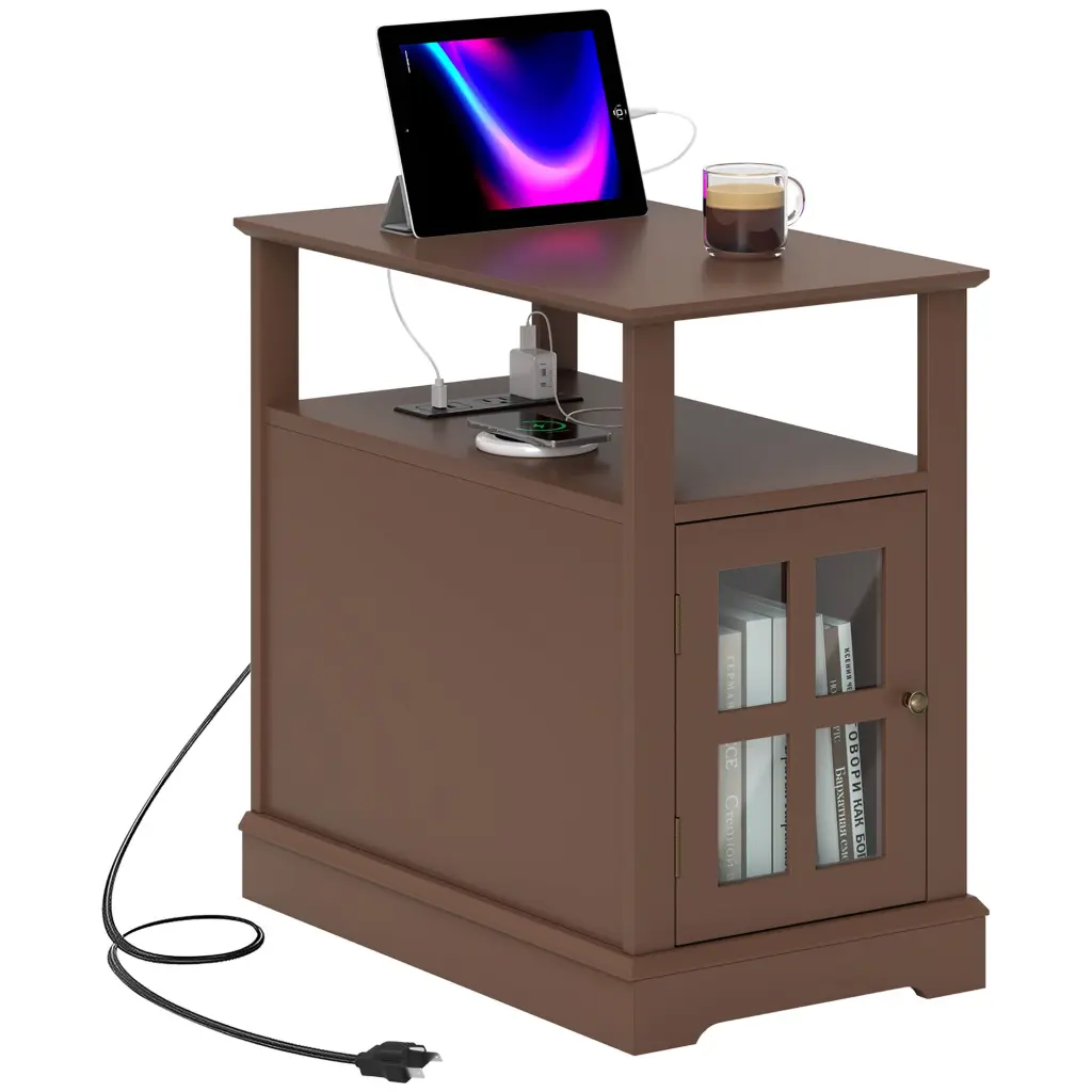 Homcom End Table Charging Station Narrow Side Table USB Ports aosom business