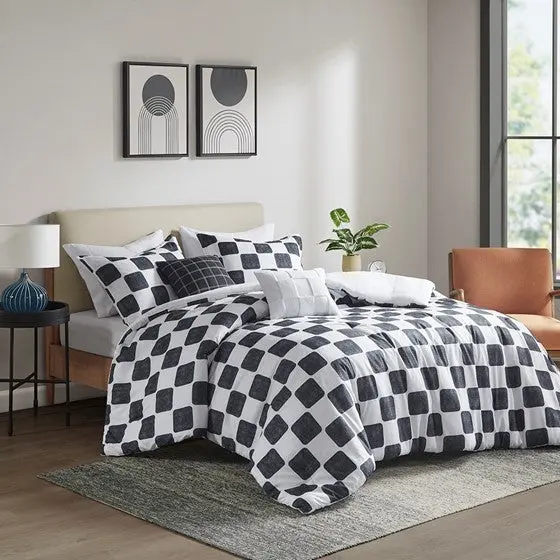 Checkered Easeer Set Full Queen Full Multicolor Polyester Bedding Set jla