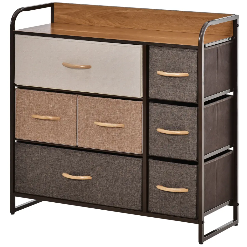 Homcom 7 Drawer Dresser Fabric Drawers 3 Tier Storage Organizer Bedroom aosom business