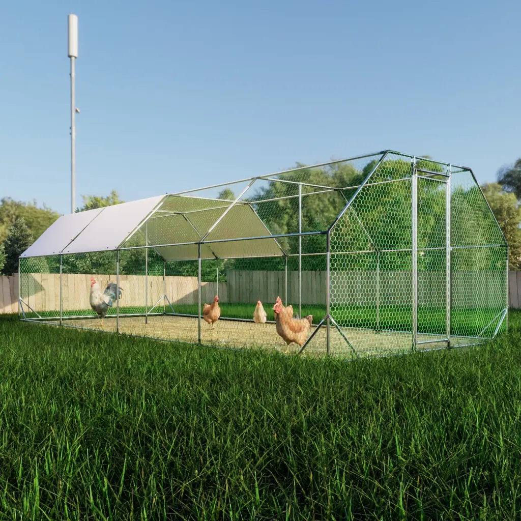 9.94 Ft. X 25.68 Ft. Galvanized Large Metal Walk Stylish Chicken Coop Cage w2505