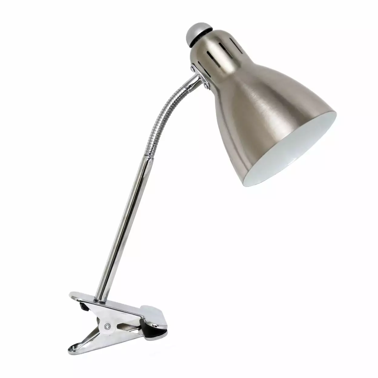 Simple Designs Metal Adjustable Clip Desk Lamp Brushed Nickel Home Office