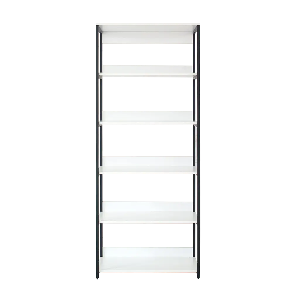Fiona Wood and Metal Walk Closet Five Shelves White MDF Melamine klair living
