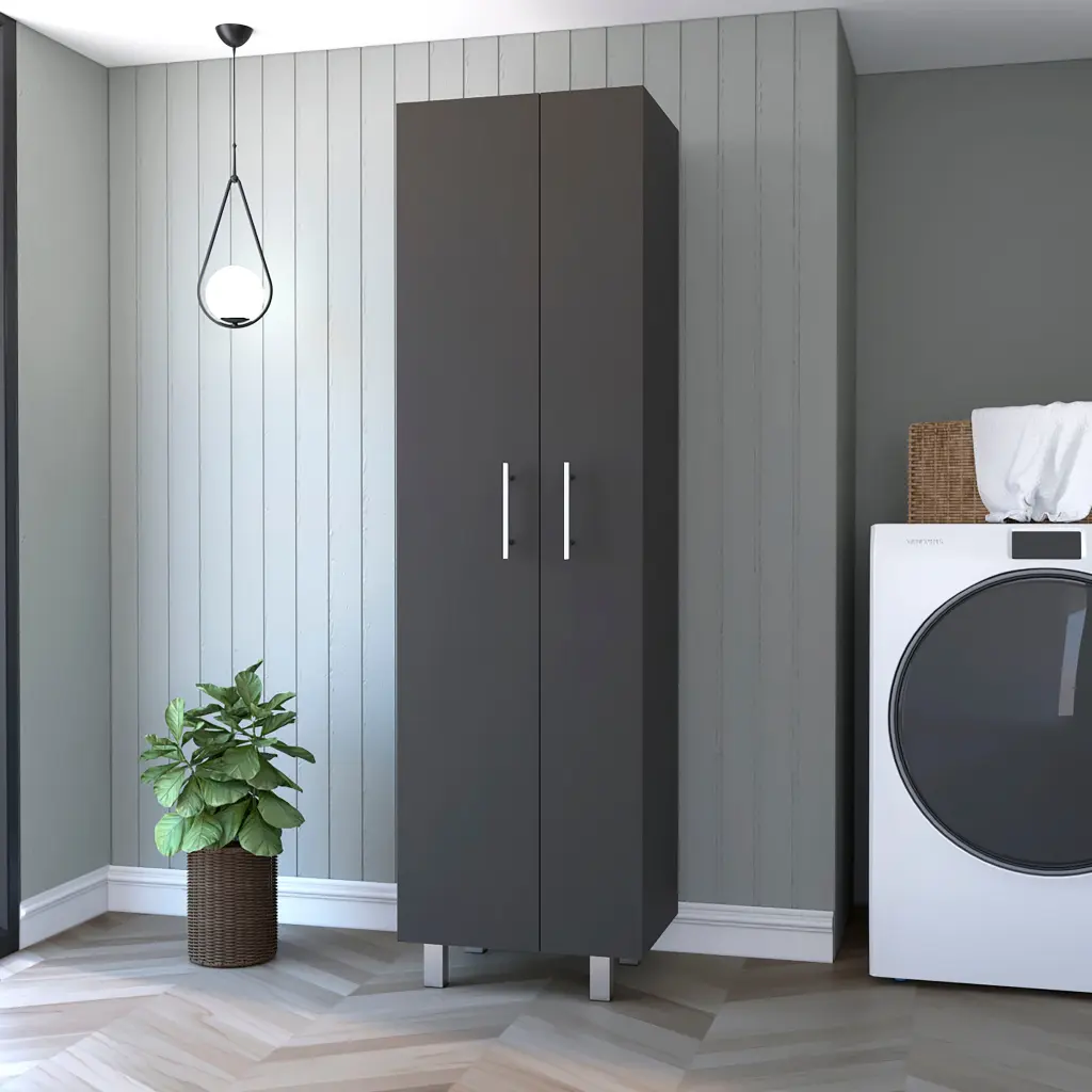Halifax 2 Door Rectangle Closet Pantry Black Wengue and White furniture max