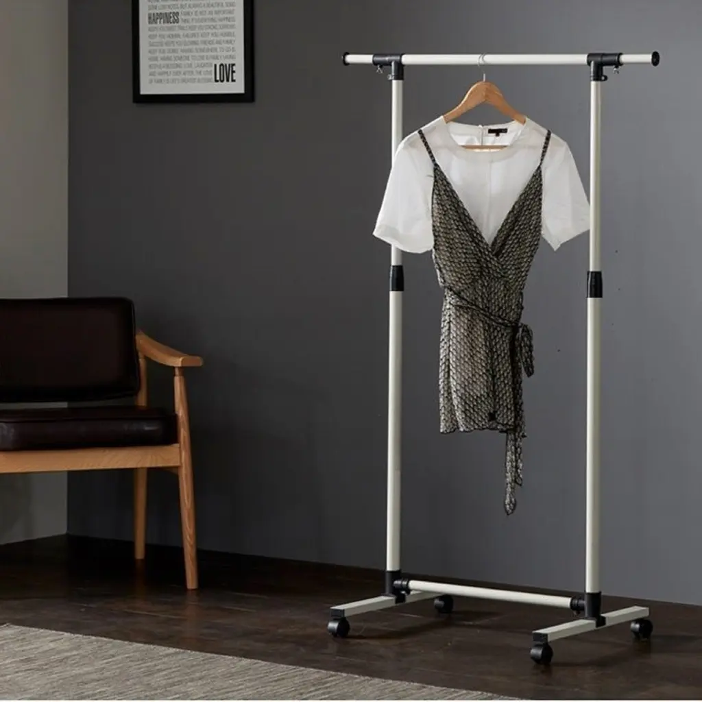 Short Clothing Rack Bottom Shelves and Wheels Hanging Clothes rnb