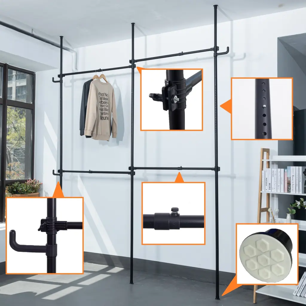 Three Clothing Rack Adjustable Racks Hanging Clothes 2 Tier Garment Organizer rnb