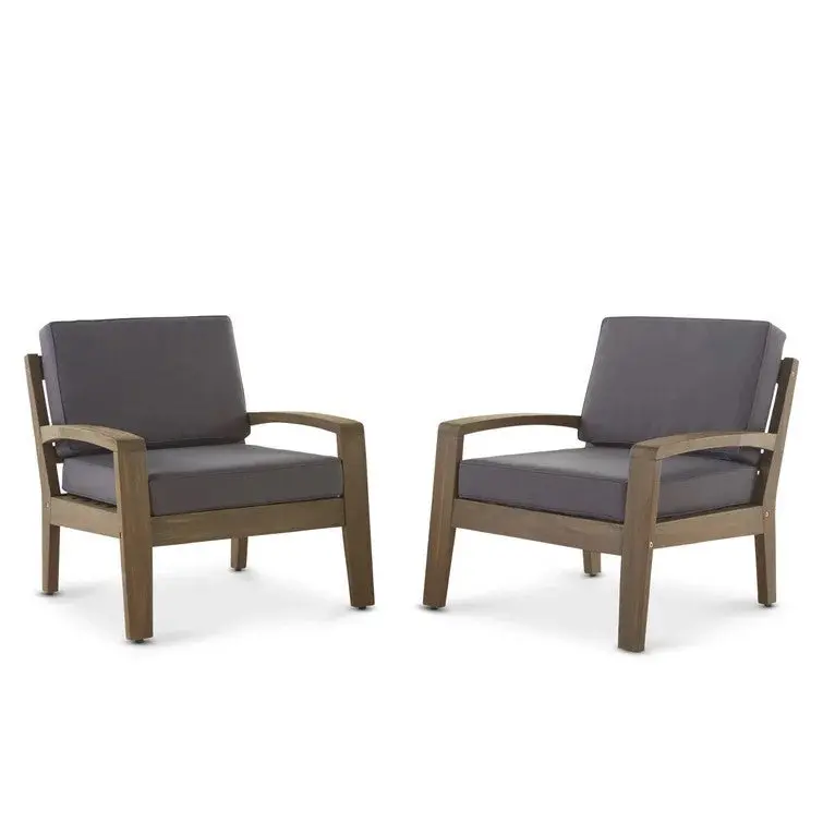 Grenada Club Chair Grey Wood Waterproof Fabric nh-purenest