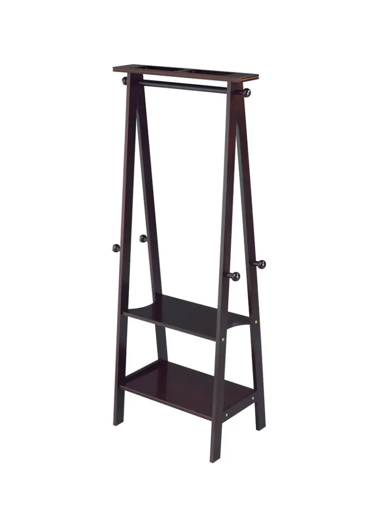 59 Inch Tall Wooden Garment Coat Rack Dark Espresso Wood Freestanding Clothes Organizer california home