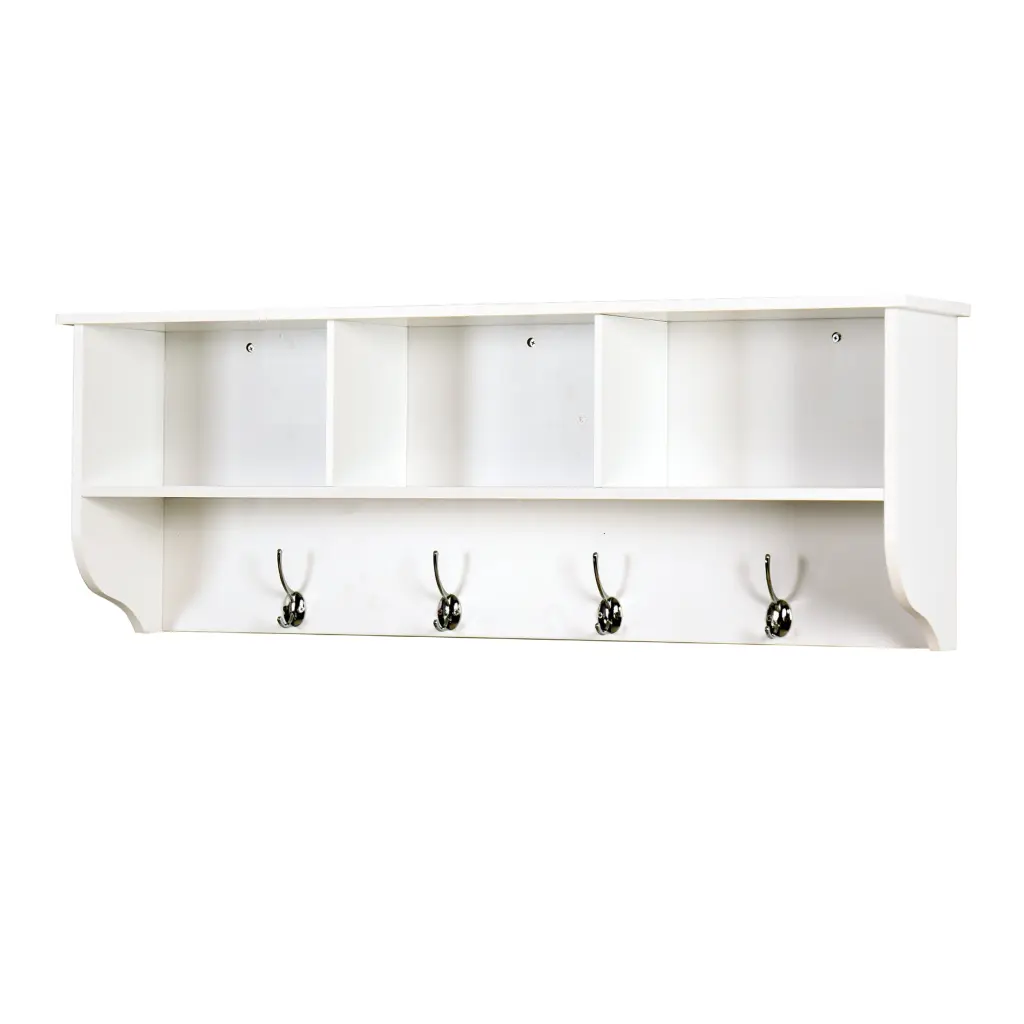 White Entryway Wall Mounted Coat Rack 4 Dual Hooks Living Room newmark
