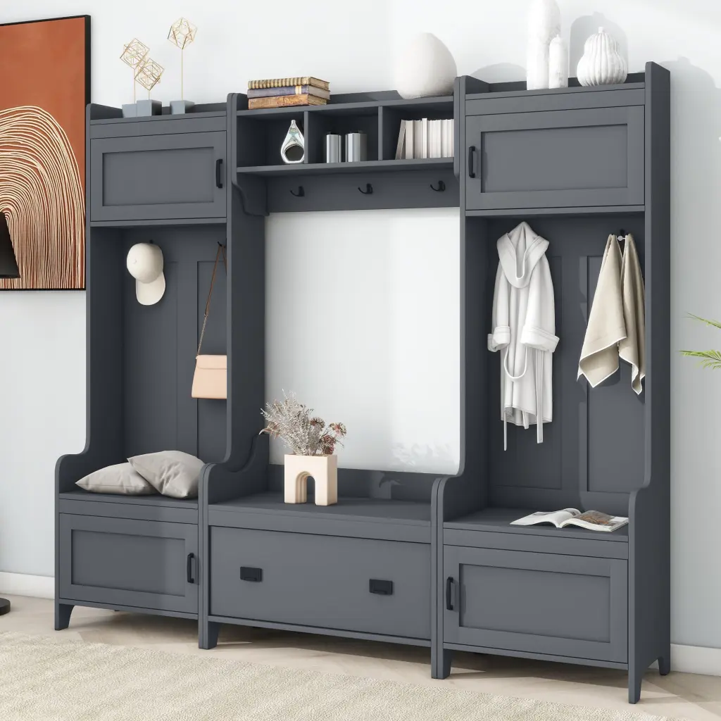 Modern Style 4 1 Multiple Function Hallway Coat Rack Seven Hooks on-trend