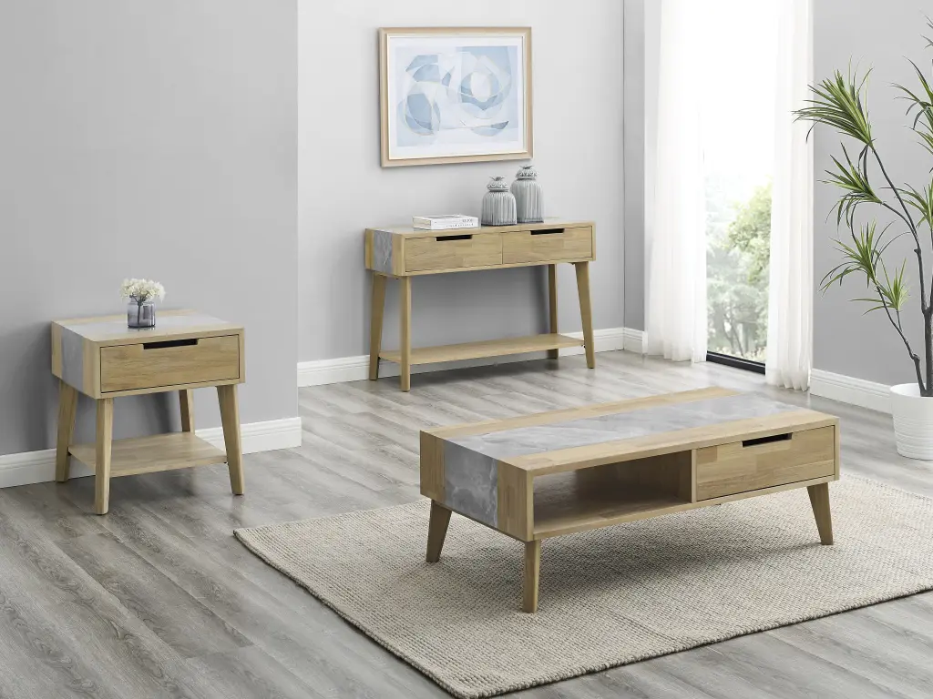 Calgary 3 Piece Occasional Table Set Sintered Stone Inlay Brown steve silver furniture