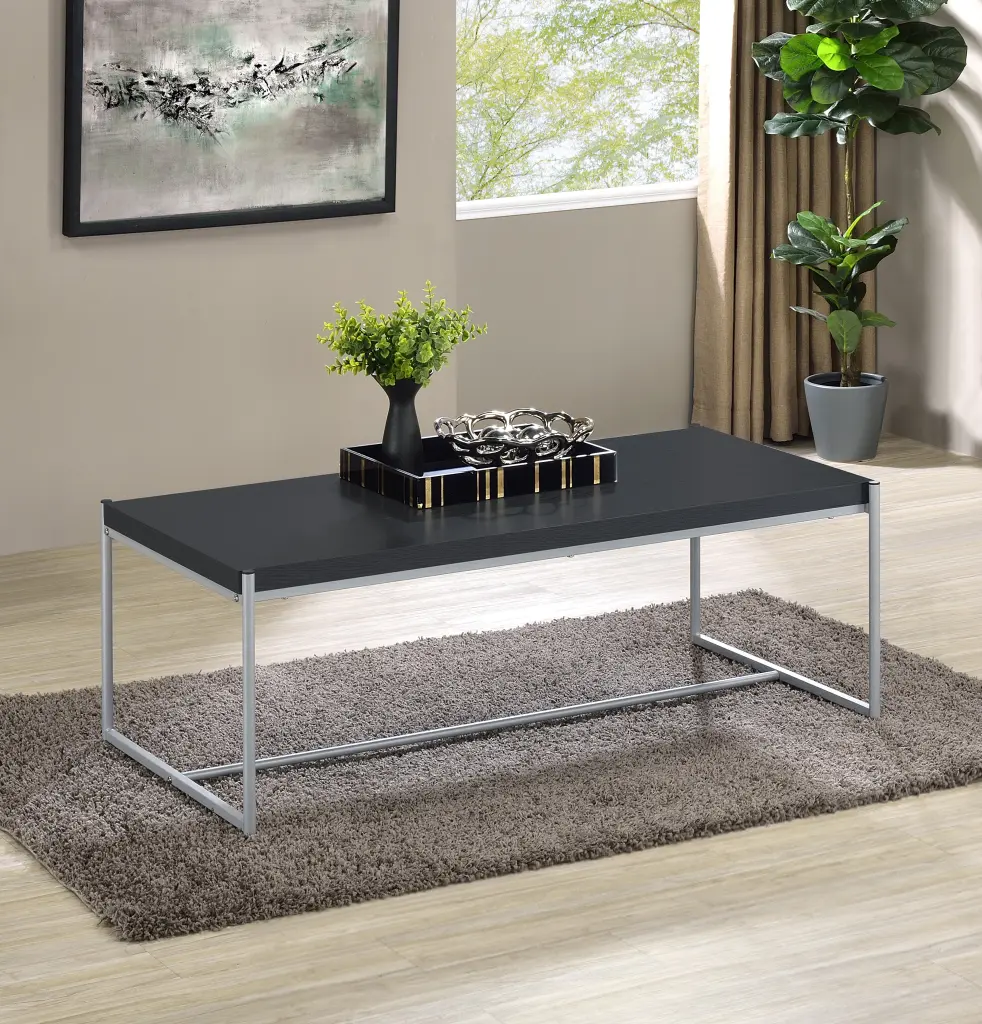 Lennox 3 Piece Black Coffee And End Table Set MDF Modern Living Room Furniture lilola home