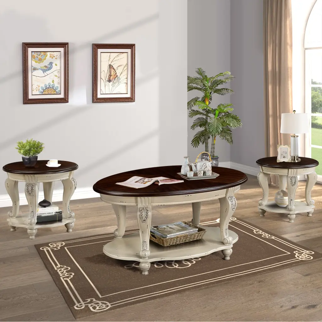 Living Room Coffee Table Set Coffee Table & Two End Side Tables 3 Piece Set power growth furniture