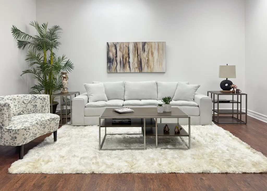 Padena 3 Piece Metal Frame Wood Living Room Coffee Table And 2 End Tables hz