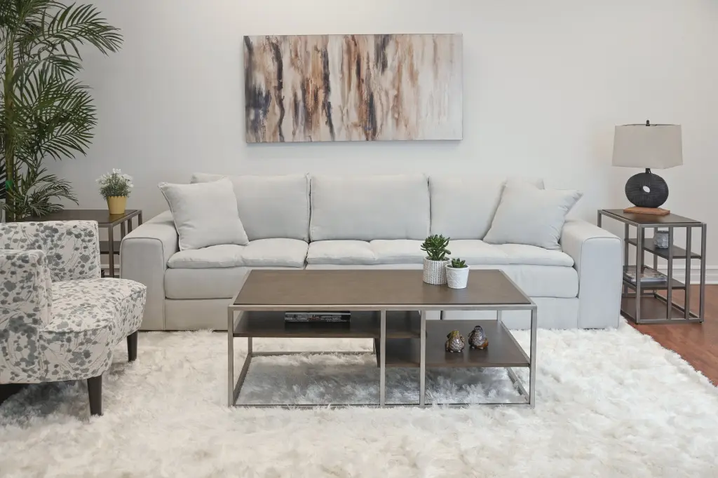 Padena 3 Piece Metal Frame Wood Living Room Coffee Table And 2 Chairs Set hz