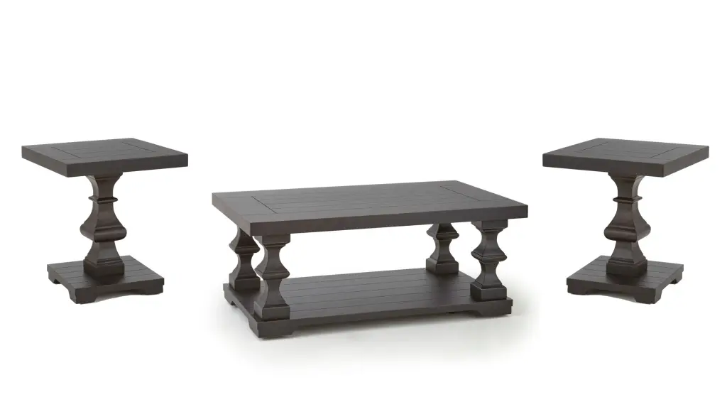 Dory 3 Piece Table Set Brown Wood Coffee Table and Side Tables steve silver furniture