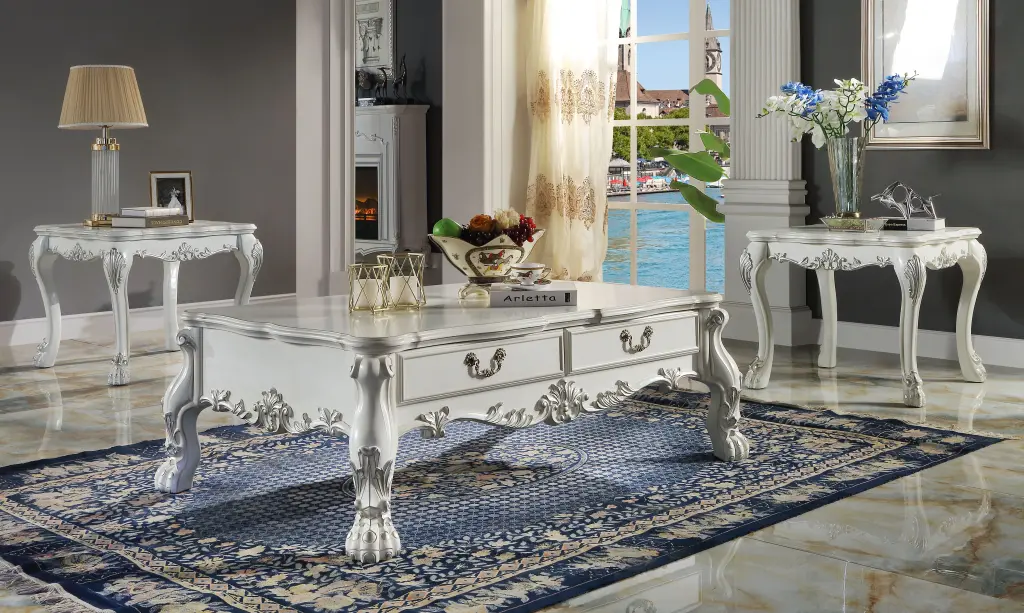 Dresden Coffee Table Bone White Finish White Wood acme onsite store