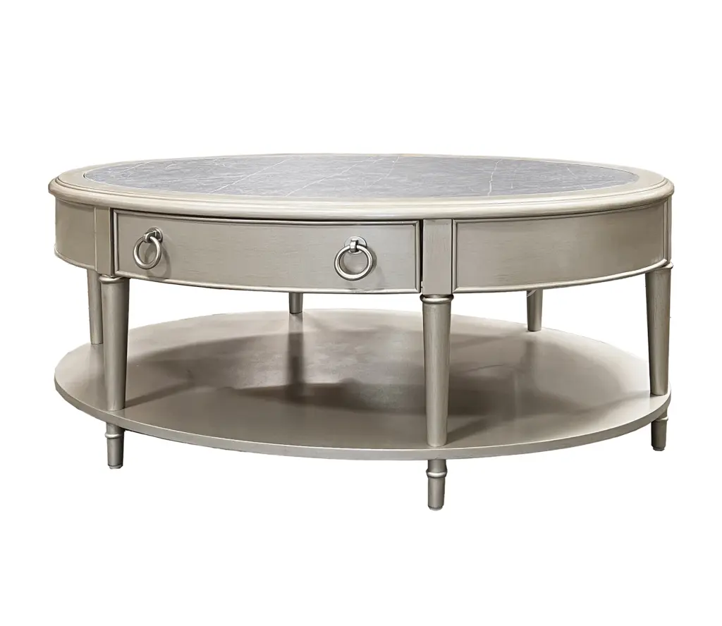 Kasa Coffee Table Sintered Stone Champagne Finish Modern Design acme onsite store