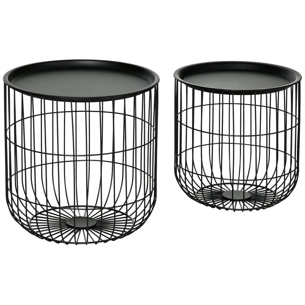 HomCom Nesting Coffee Tables Round Set 2 Steel Frame aosom business