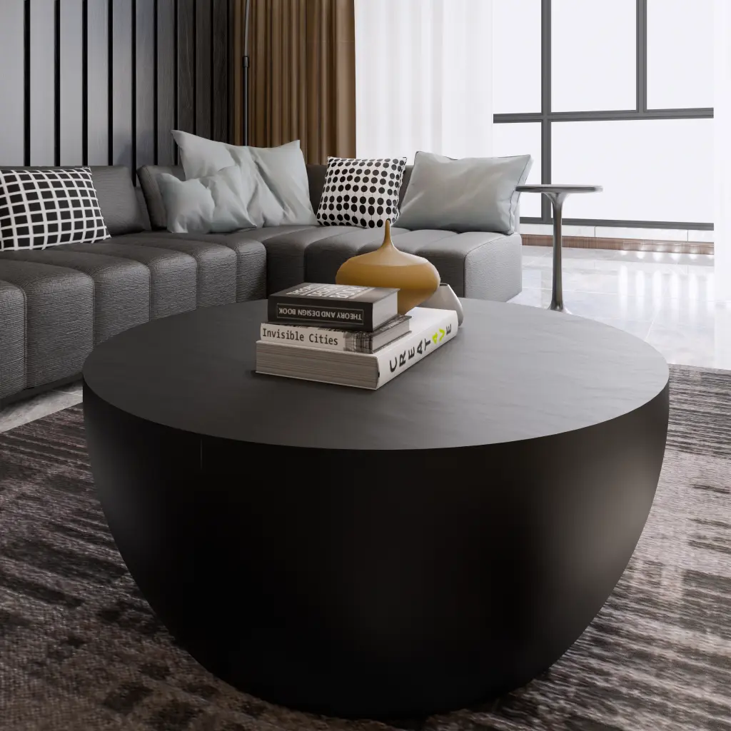 Contemporary Solid Wood Round Coffee Table Drum Style Living Room Furniture atlantic solid wood furniture