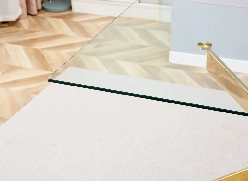 BL 16080 Clear Glass Gold Table - Modern Glass Top Coffee Table Gold Base d-n furniture