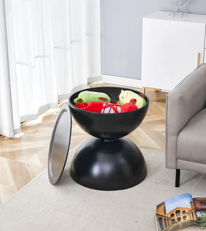 Black Coffee Round Table Storage Movable Table Top Multifunctional Furniture d-n furniture