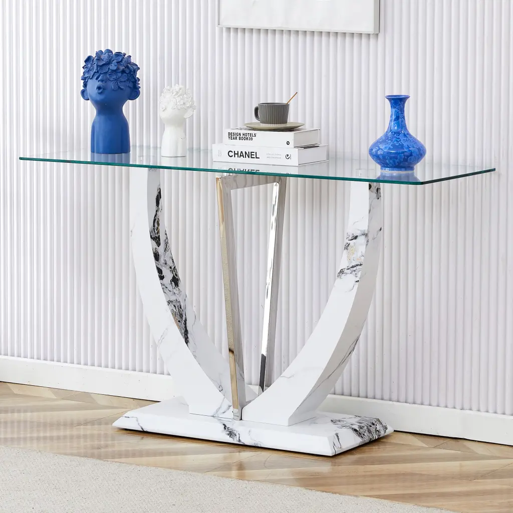 Modern Minimalist Rectangular Glass Table 0.39 Tempered Glass Top Contemporary Coffee Table droom w-1151