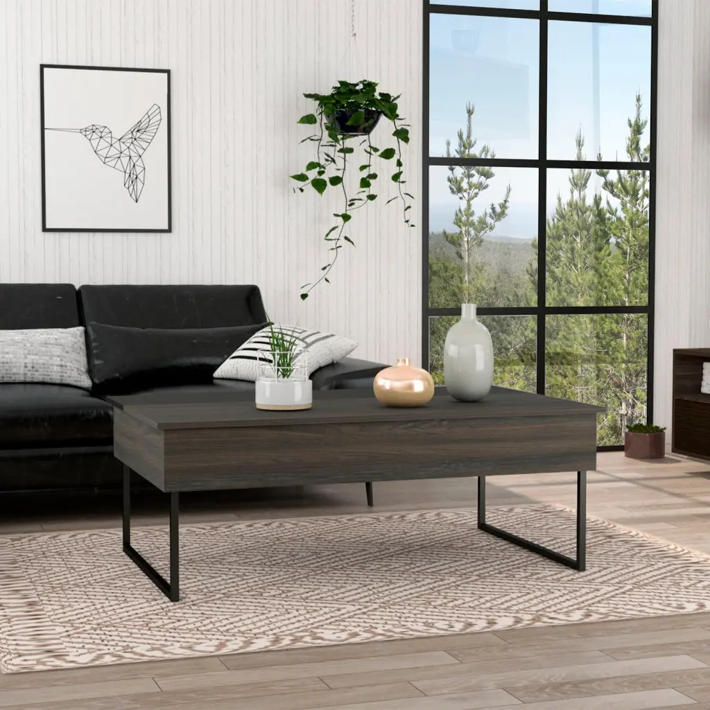 Chester Lift Top Coffee Table Carbon Gray Contemporary Living Room Furniture fm furniture