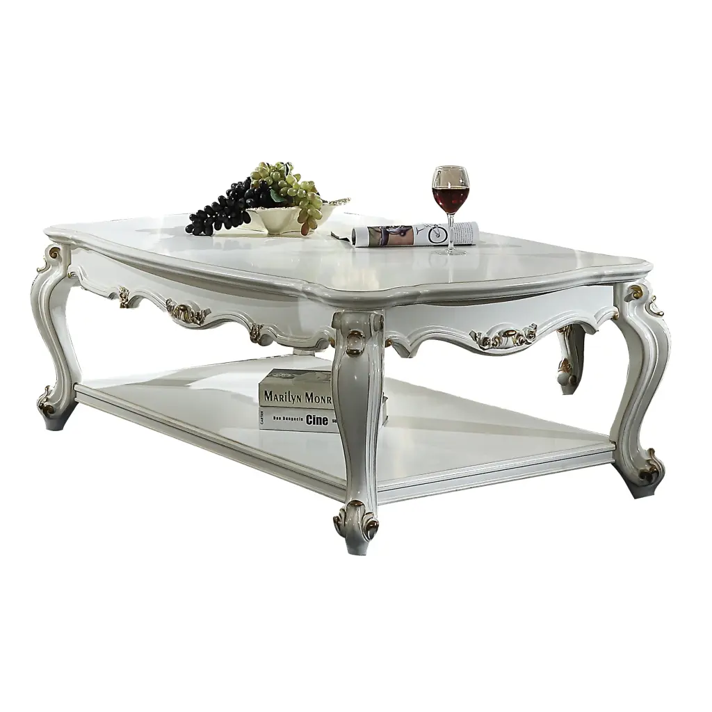 Antique Pearl Coffee Table Bottom Shelf Ivory Primary Living Space Center Table furniture max