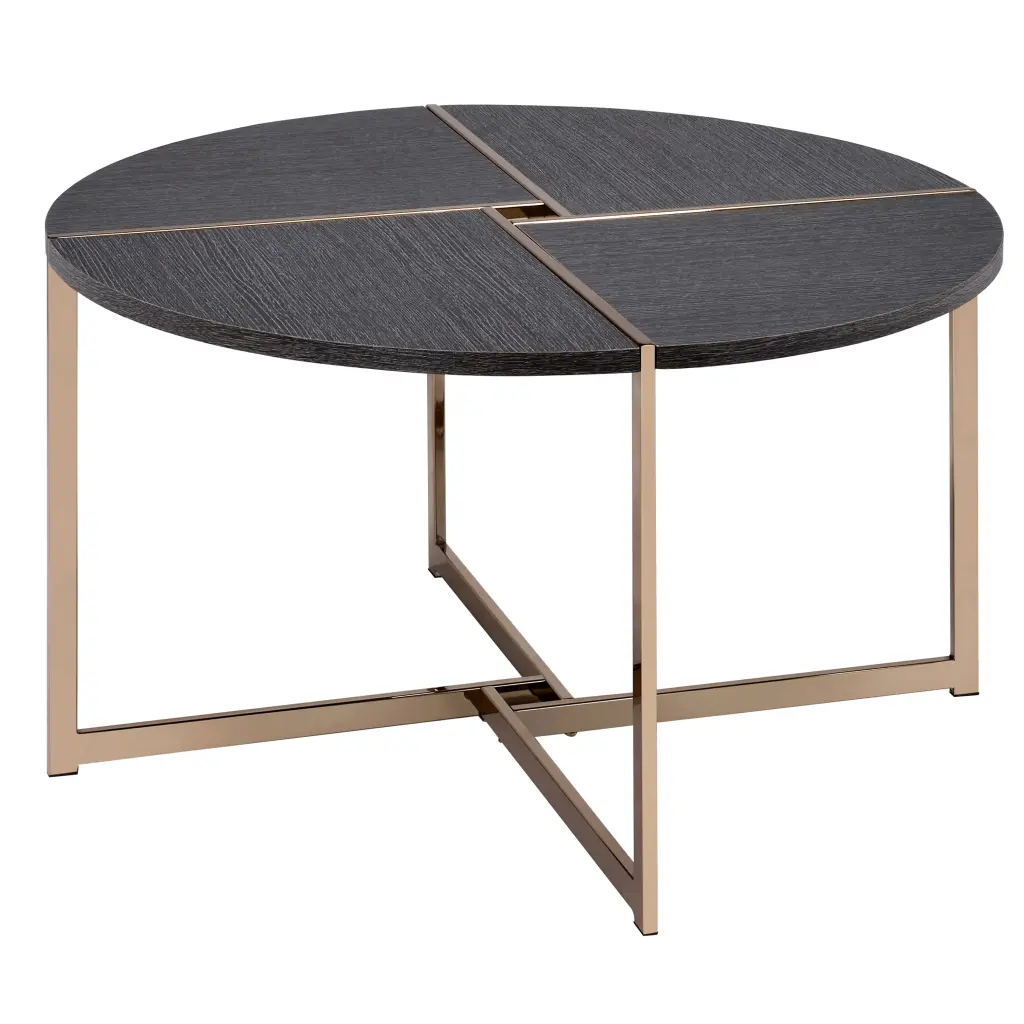 Black and Champagne Round Coffee Table Gold Accents Living Space furniture max