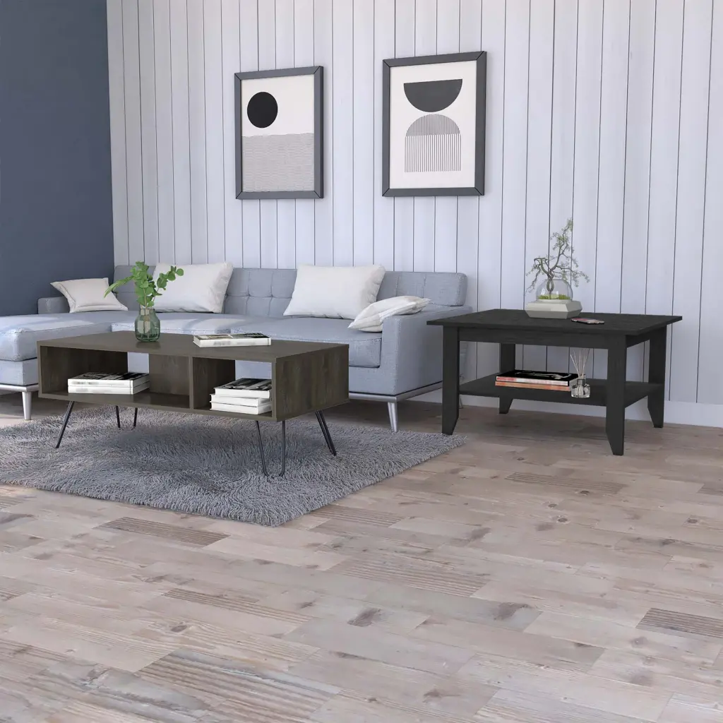 Boutilize 2 Piece Coffee Table Set Black and Charcoal furniture max