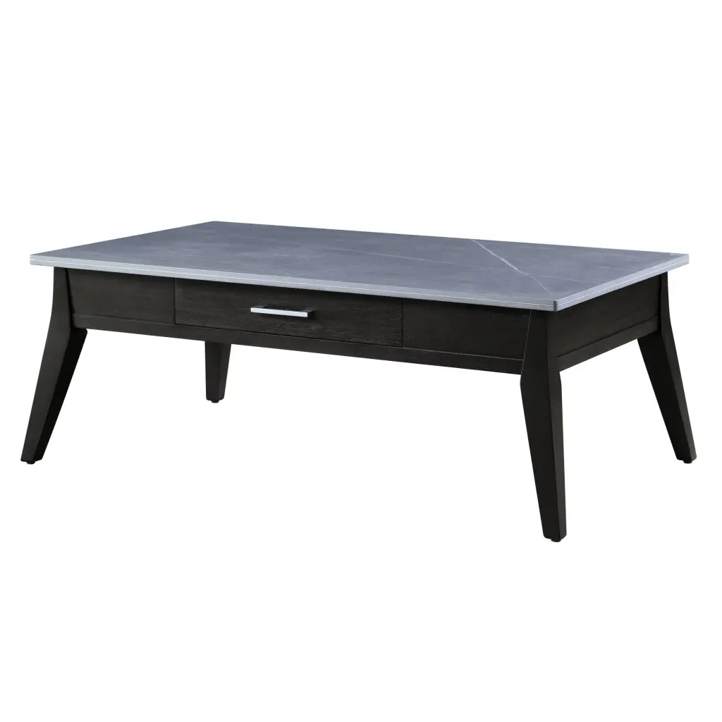 Sintered Stone and Dark Brown 1-Drawer Coffee Table furniture max