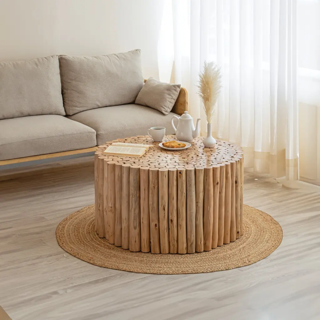 T1009 32 Inch Coffee Table Natural Primary Living Space Modern Round galaxy home furnishings